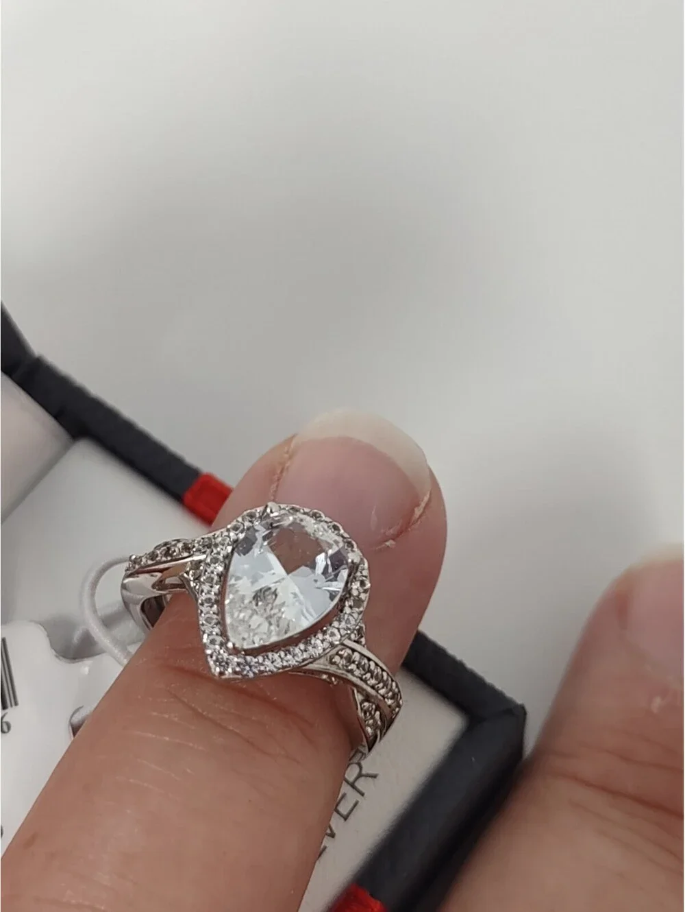 Sterling Silver Lab Created White Sapphire Ring Sz 7 NOS